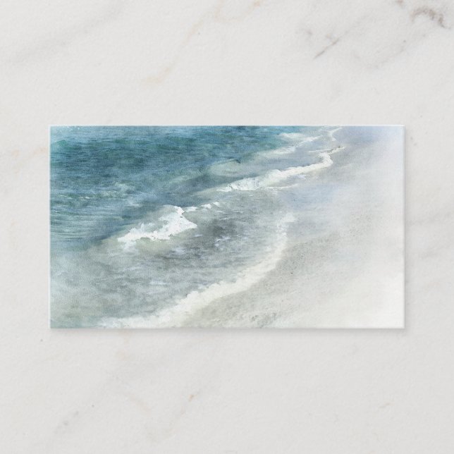 Beach Watercolor - Aquamarine dunkle Blauwellen an Visitenkarte (Vorderseite)