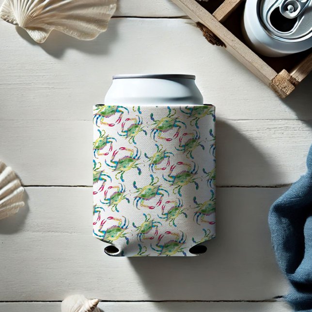 Beach Watercolor Blue Crab Dosenkühler (Can cooler watercolor blue crab pattern art by Victoria Grigaliunas of Do Tell A Belle)