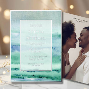 Beach Watercolor Hochzeit Einladende Fotovorlage Folien Feiertagskarte