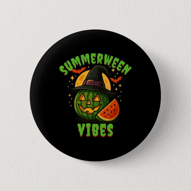 Beach Watermelon Summerween Vibes Hexen Halloween Button (Vorderseite)