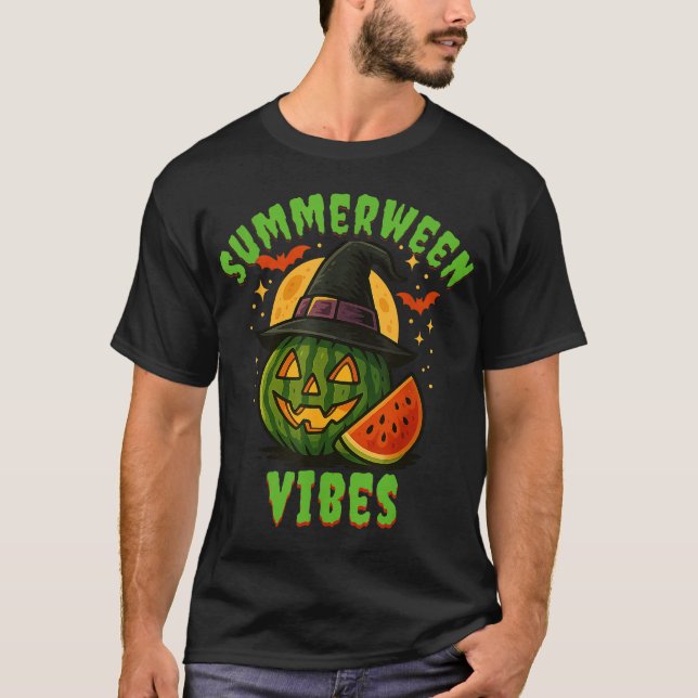 Beach Watermelon Summerween Vibes Hexen Halloween T-Shirt (Vorderseite)