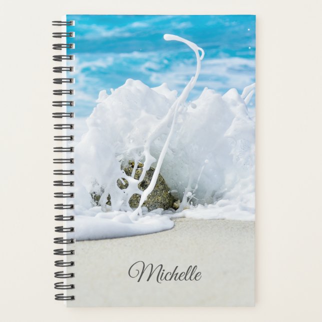 Beach Wave Splash Personalisiert Name Planer (Vorderseite)