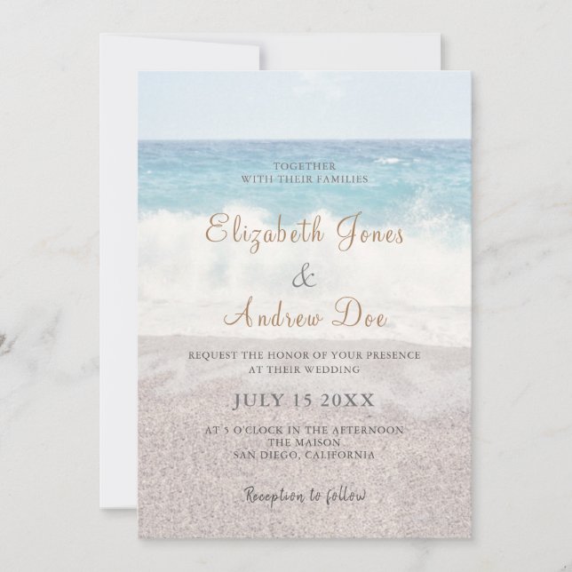 Beach Waves Faire-part de mariage / Mariage plage (Devant)