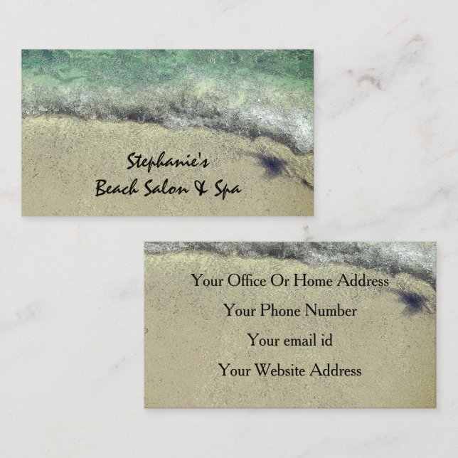 Beach Waves Ocean Artistic Elegante Salon Wellness Visitenkarte (Vorne/Hinten)