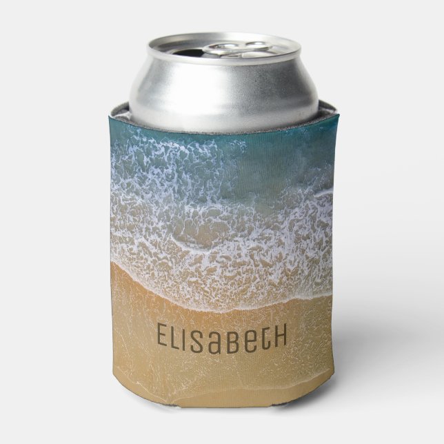 Beach Waves Sand Shore Personalize Dosenkühler (Kanne Vorderseite)