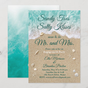 Beach Waves Sandy Toes Engagement Party Einladung