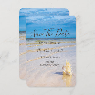 Beach Waves Seashell Save the Date