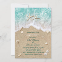 Beach Waves & Starfish Couple's Dusche Einladung