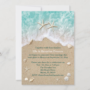 Beach Waves & Starfish Post Hochzeit Einladung