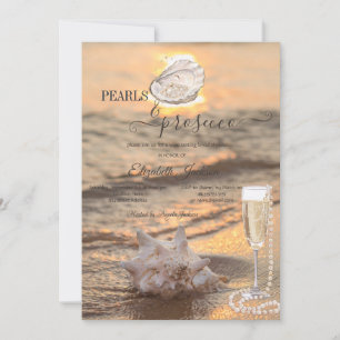 Beach Waves Sunset Seashell Pearls & Prosecco Einladung