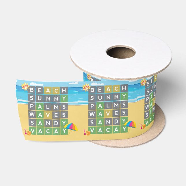 Beach Waves Urlaub Word Puzzle Satinband (Spule)