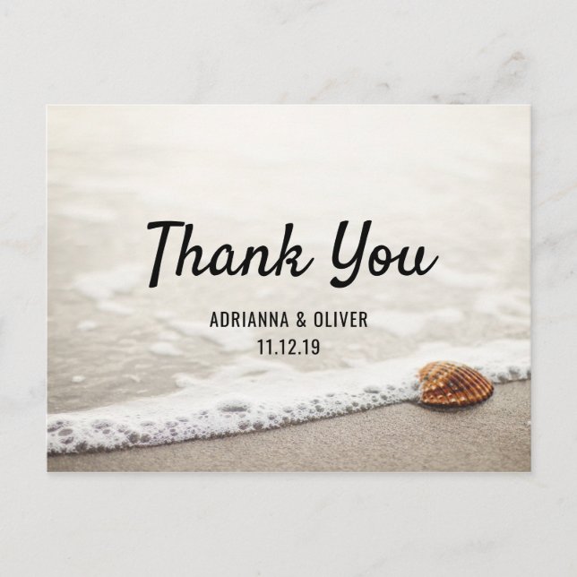 Beach Waves Wedding Danke Postkarte (Vorderseite)