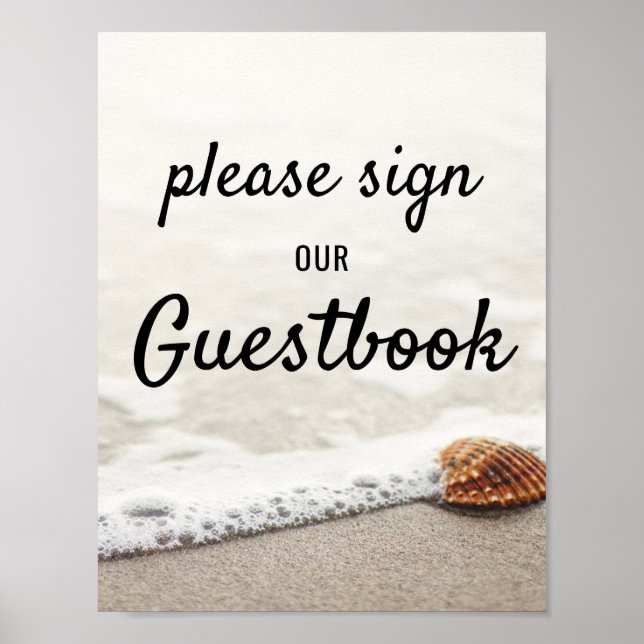 Beach Waves Wedding Gästebuchunterschrift Poster (Vorne)