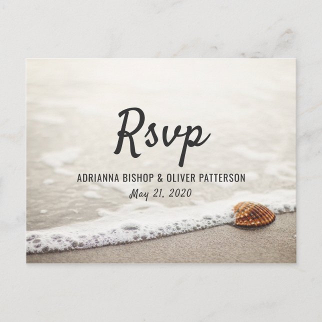 Beach Waves Wedding RSVP Einladungspostkarte (Vorderseite)
