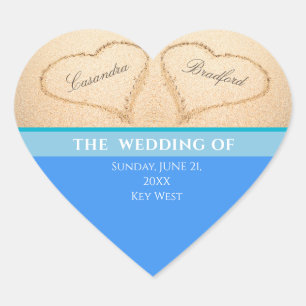 Beach Wedding 2 Herz im Sand Wedding Hear Herz-Aufkleber