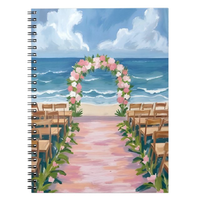 Beach Wedding Aisle Floral Watercolor Notizblock (Vorderseite)