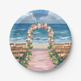 Beach Wedding Aisle Floral Watercolor Pappteller