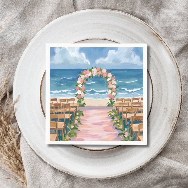 Beach Wedding Aisle Floral Watercolor Serviette (Von Creator hochgeladen)