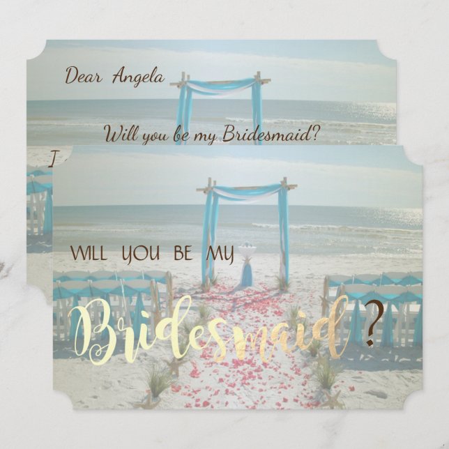 Beach Wedding Arbor Bridesmaid Card Einladung (Vorne/Hinten)