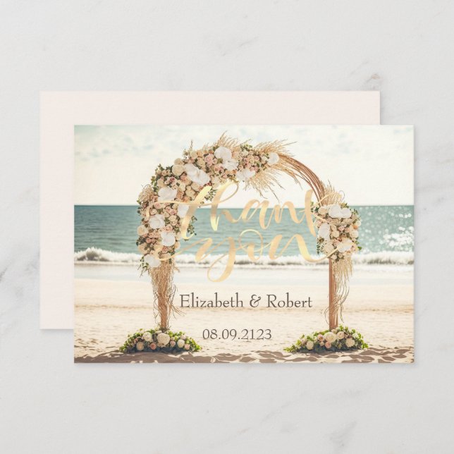 Beach Wedding Arbor Rose Dankeskarte (Vorne/Hinten)