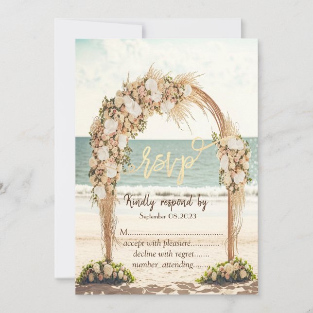 Beach Wedding Arbor Rose UAWG Einladung (Vorderseite)