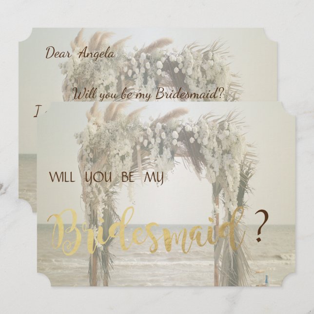 Beach Wedding Arch Bridesmaid Card Einladung (Vorne/Hinten)