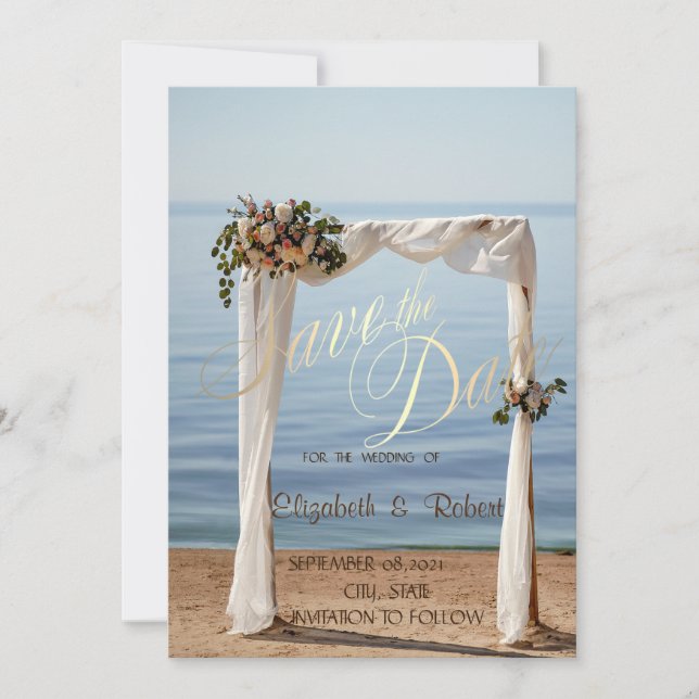 Beach Wedding Arch Floral Save the Date (Vorderseite)