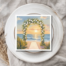 Beach Wedding Arch Floral Watercolor Serviette