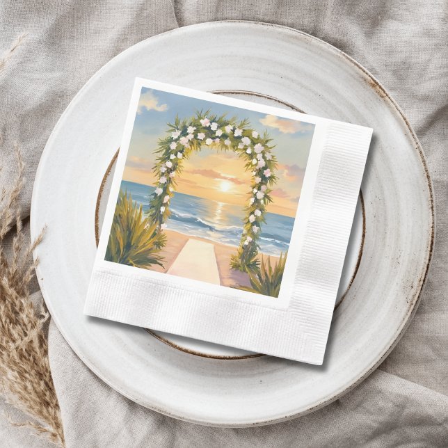 Beach Wedding Arch Floral Watercolor Serviette (Von Creator hochgeladen)
