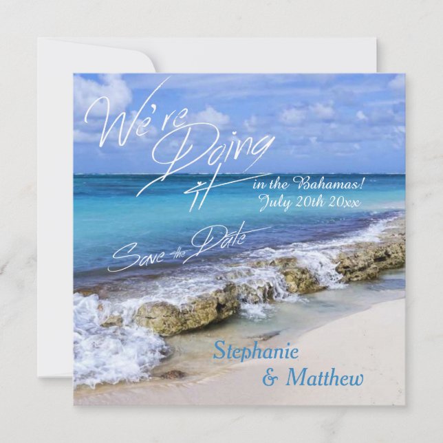 Beach Wedding Bahamas Save the Date (Vorderseite)