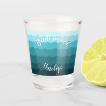 Beach Wedding Blue Waves Bridesmaid mit Namen