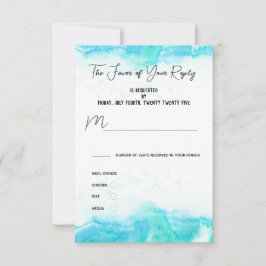 Beach Wedding Blue Waves Meal Choice RSVP Card Karte