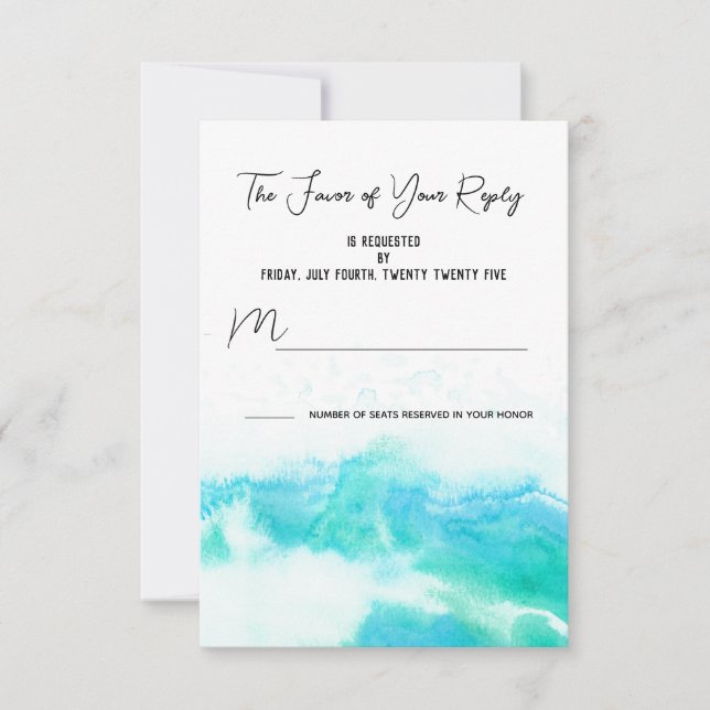 Beach Wedding Blue Waves UAWG Response Card RSVP Karte (Vorderseite)