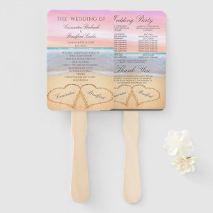 Beach Wedding Blush Pink Herz in Sand Fächer