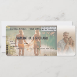 Beach Wedding Boarding Pass Romantic Beach Einladung
