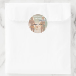 Beach Wedding Boarding Pass Romantic Beach Runder Aufkleber