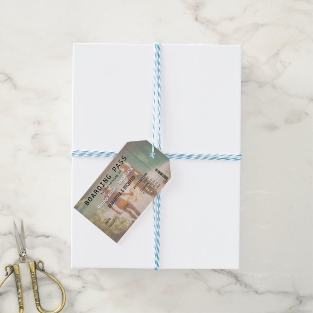 Beach Wedding Boarding Pass Romantic  Geschenkanhänger (Mit Garn)