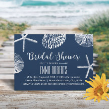 Beach Wedding Brautparty Navy Blue Seashells