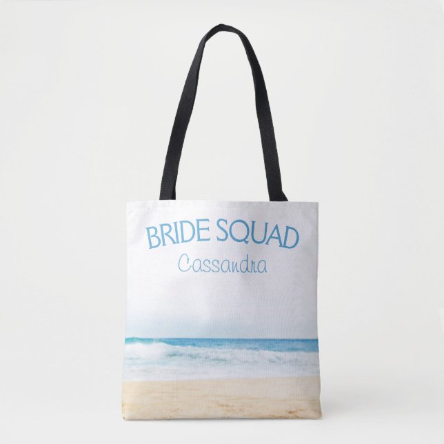 Beach Wedding Bridesmaid Name Tote Bag Tasche (Vorderseite)