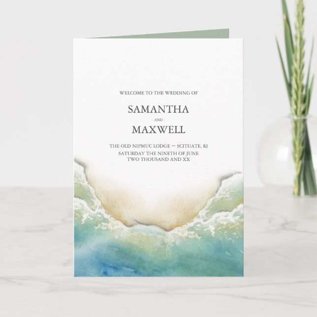 Beach Wedding Ceremony Pamphlet Template Programm (Vorderseite)