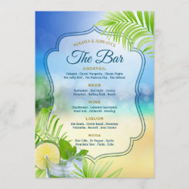 Beach Wedding Cool Mojito Palm Blätter Die offene  Menükarte
