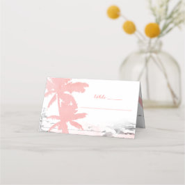 Beach Wedding Coral Palm Trees Platzkarte