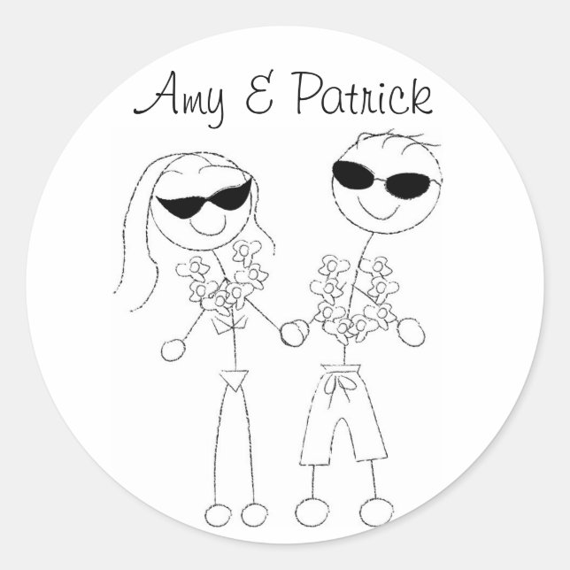 Beach Wedding Couple Stickers (Vorderseite)