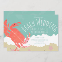 Beach Wedding Crab Sand Ocean Waves Einladung