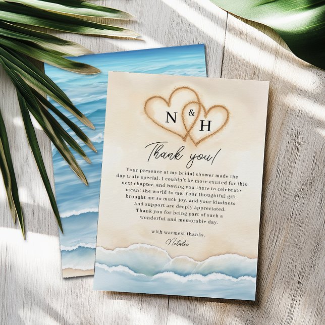 Beach Wedding Dankeschön Card mit Ocean Waves Dankeskarte (Beach Wedding Thank You Card)
