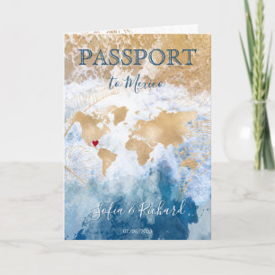 Beach Wedding Destination Passport Carte du monde 