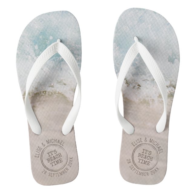 Beach Wedding Destination Personalisiert Flip Flops (Fußbett)