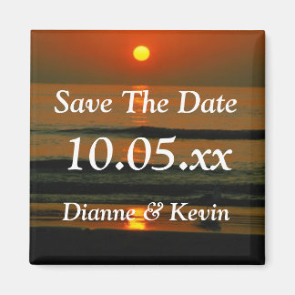 Beach Wedding Destination Sunset Foto Rett Datum Magnet