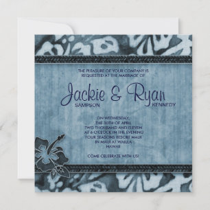 Beach Wedding Einladung Hibiskus Blue Denim