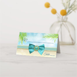 Beach Wedding Empfang Dinner Bow Gem Palm Escort Platzkarte